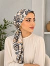 Yazgülü Boneli Eşarp Dalga Desenli Mavi