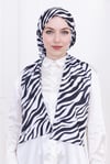 Zebra Desenli Kadın Çıtçıtlı Şal