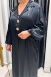 Selma Büyük Beden A Kesim Balon Kol Saten Elbise