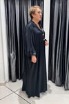 Selma Büyük Beden A Kesim Balon Kol Saten Elbise