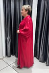 Selma Büyük Beden A Kesim Balon Kol Saten Elbise