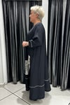 Selma Büyük Beden A Kesim Siyah Patch Detaylı Elbise