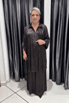 Selma Büyük Beden Boncuk İşlemeli Pamuk Saten Altlı Üstlü Takım