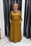 Selma Büyük Beden Cepli V Yaka Elbise + Hediye Şal