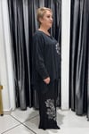 Selma Büyük Beden Çiçek Desenli Şifon Bluzlu Takım
