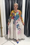 Selma Büyük Beden Çiçek Desenli Uzun Elbise