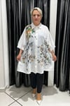 Selma Büyük Beden Çiçek Desenli Uzun Gömlek