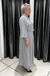 Selma Büyük Beden Çiçek Detaylı Çizgili Kap/Elbise