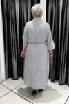 Selma Büyük Beden Çiçek Detaylı Çizgili Kap/Elbise