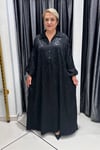 Selma Büyük Beden Desenli Şık Saten Elbise