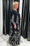 Selma Büyük Beden Desenli Uzun Elbise