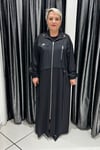 Selma Büyük Beden Devrik Yaka Fermuarlı Ferace