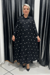 Selma Büyük Beden Düğmeli Polkadot Gömlek Elbise