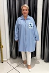 Selma Büyük Beden Fermuarlı Çizgili Gömlek/Ceket
