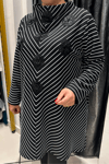 Selma Büyük Beden Floral Aplikeli Çelik Kumaş Tunik