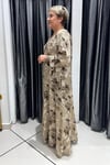 Selma Büyük Beden Floral Desenli Pamuk Saten Elbise