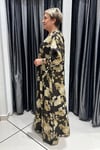 Selma Büyük Beden Floral Desenli Pamuk Saten Elbise