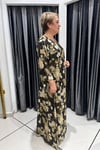 Selma Büyük Beden Floral Desenli Pamuk Saten Elbise