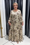 Selma Büyük Beden Floral Desenli Pamuk Saten Elbise