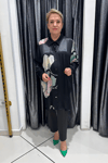 Selma Büyük Beden Floral Detaylı Pamuk Saten Gömlek
