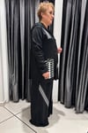 Selma Büyük Beden Geniş Paça Pantolonlu Çizgili Spor Takım