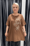 Selma Büyük Beden Geometrik Desenli T-Shirt