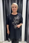 Selma Büyük Beden Geometrik Desenli T-Shirt