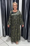 Selma Büyük Beden İçlikli Şifon Desenli Elbise