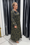 Selma Büyük Beden İçlikli Şifon Desenli Elbise