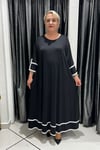 Selma Büyük Beden İnci Bantlı Elbise
