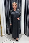 Selma Büyük Beden İnci Detaylı Pamuk Saten İçlikli Gömlek Elbise