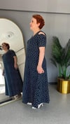 Selma Büyük Beden Kalp Desenli Örme Viskon Elbise