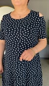 Selma Büyük Beden Kalp Desenli Örme Viskon Elbise