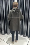 Selma Büyük Beden Kapüşonlu Çıtçıt Düğmeli Spor Mont