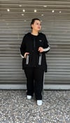Selma Büyük Beden Kapüşonlu Şeritli Takım