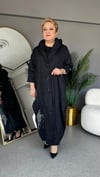 Selma Büyük Beden Kapüşonlu Turna Desenli Trench