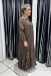 Selma Büyük Beden Kırışık Dokulu Yakalı Elbise