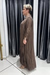 Selma Büyük Beden Kırışık Dokulu Yakalı Elbise