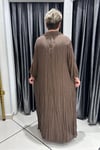Selma Büyük Beden Kırışık Dokulu Yakalı Elbise