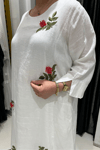 Selma Büyük Beden Kolsuz İç Elbiseli Çiçek İşlemeli Elbise