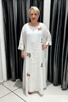 Selma Büyük Beden Kolsuz İç Elbiseli Çiçek İşlemeli Elbise