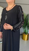 Selma Büyük Beden Kolye Hediyeli Şık Siyah Elbise