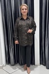 Selma Büyük Beden Leopar Desenli Düğmeli Gömlek