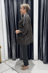 Selma Büyük Beden Leopar Desenli Şeritli Bluz