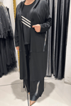 Selma Büyük Beden Modern Çizgili Üçlü Takım