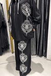 Selma Büyük Beden Modern Desen İşlemeli Fermuarlı Takım
