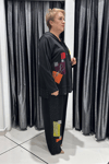 Selma Büyük Beden Modern Patchwork Detaylı Kapüşonlu Takım