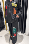 Selma Büyük Beden Modern Patchwork Detaylı Kapüşonlu Takım