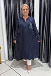 Selma Büyük Beden Modern Tasarım Çizgili Gömlek