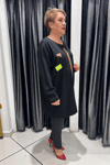 Selma Büyük Beden Örme Kumaş Şeritli Patch Detaylı Tunik